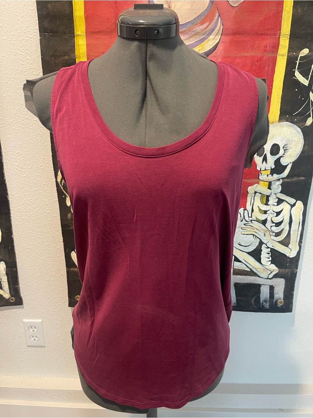 Lucky Brand Deep Wine Scoop Neck Tank